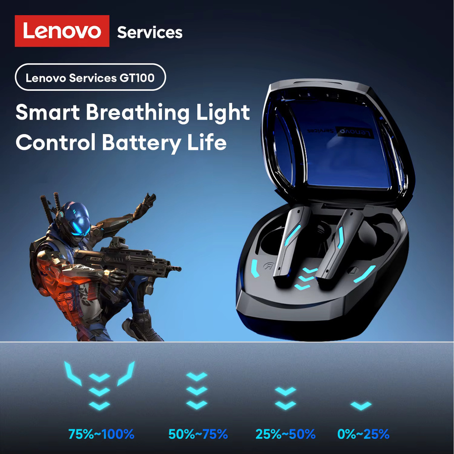 Lenovo GT100 TWS Bluetooth 6.0 Gaming-Ohrhörer in Schwarz oder Grau mit extrem niedriger Latenz und HD-Sprachanrufen - Bild 4