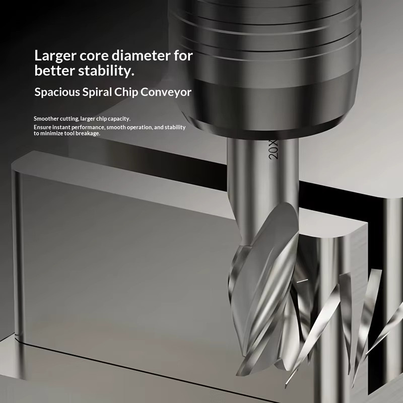 TUOZ Schaftfräser HSS Metallfräser aus Edelstahl in Silber für Edelstahl, Aluminium und Kupfer, Durchmesser: 1-32 mm - Bild 2