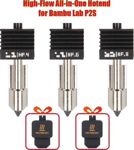 P2S High-Flow Hotend Heißdüse für Bambu Lab A1, abnehmbare gehärtete Stahldüse für Schnellwechsel, kompatibel mit H2s und H2d, Durchmesser 0,4mm 0,6mm 0,8mm - Bild 1