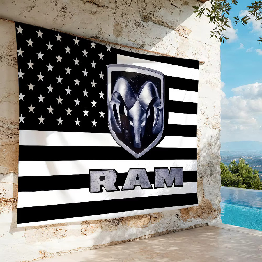 D-Dodge Auto-Logo-Flagge in Schwarz als dekoratives Banner zum Aufhängen für Camping, Party und Outdoor-Events, B: 60,0 cm, H: 40,0 cm - Bild 3