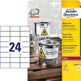 Avery Zweckform Folien-Etiketten L4718-20 Weiß, Permanent haftend, B/H: 70 x 37 mm - Bild 3