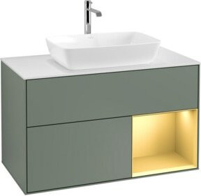 V&B Waschtischunterschrank Finion 100 mit Wandbeleuchtung in Weiß lackiert, B/T/H: 100 x 50,1 x 50,1 cm - Bild 1