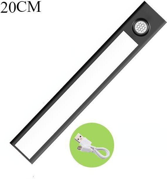 SHIJIN Light LED Unterbauleuchte mit Bewegungssensor und USB-Aufladung, 2er-Set, Schwarz, Breite: 20 cm - Bild 1