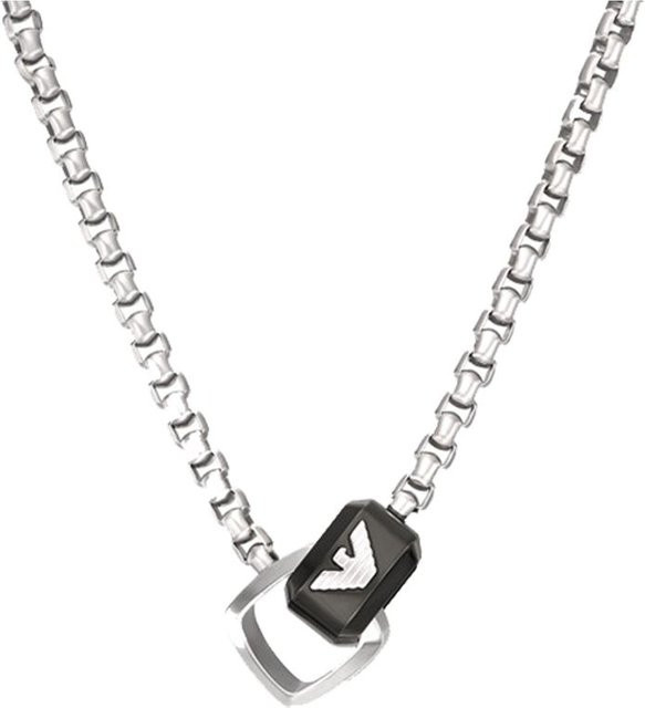 Emporio Armani Halskette, Edelstahl, Schwarz, Silber, Herren - Bild 1