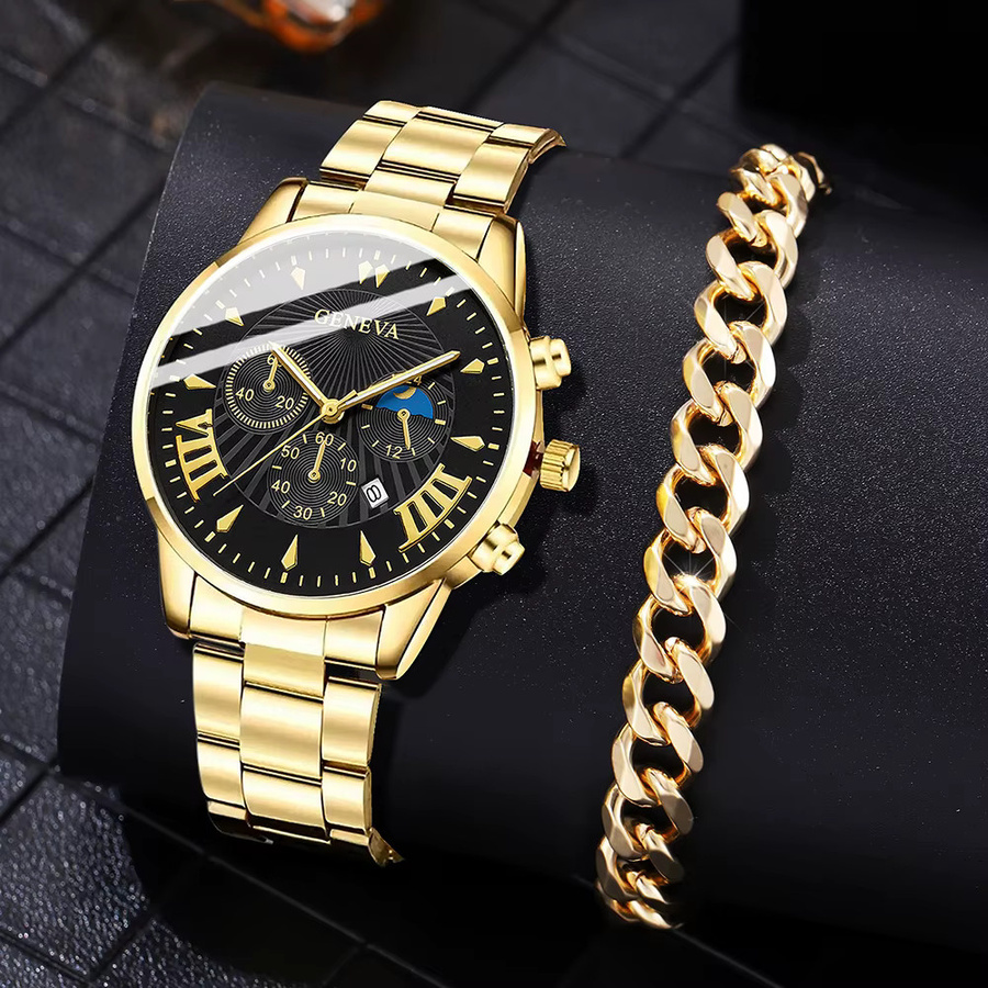 RUNERR Armbanduhr-Set, Analoguhr, Quarz, Edelstahl, Schwarz, Herren - Bild 4
