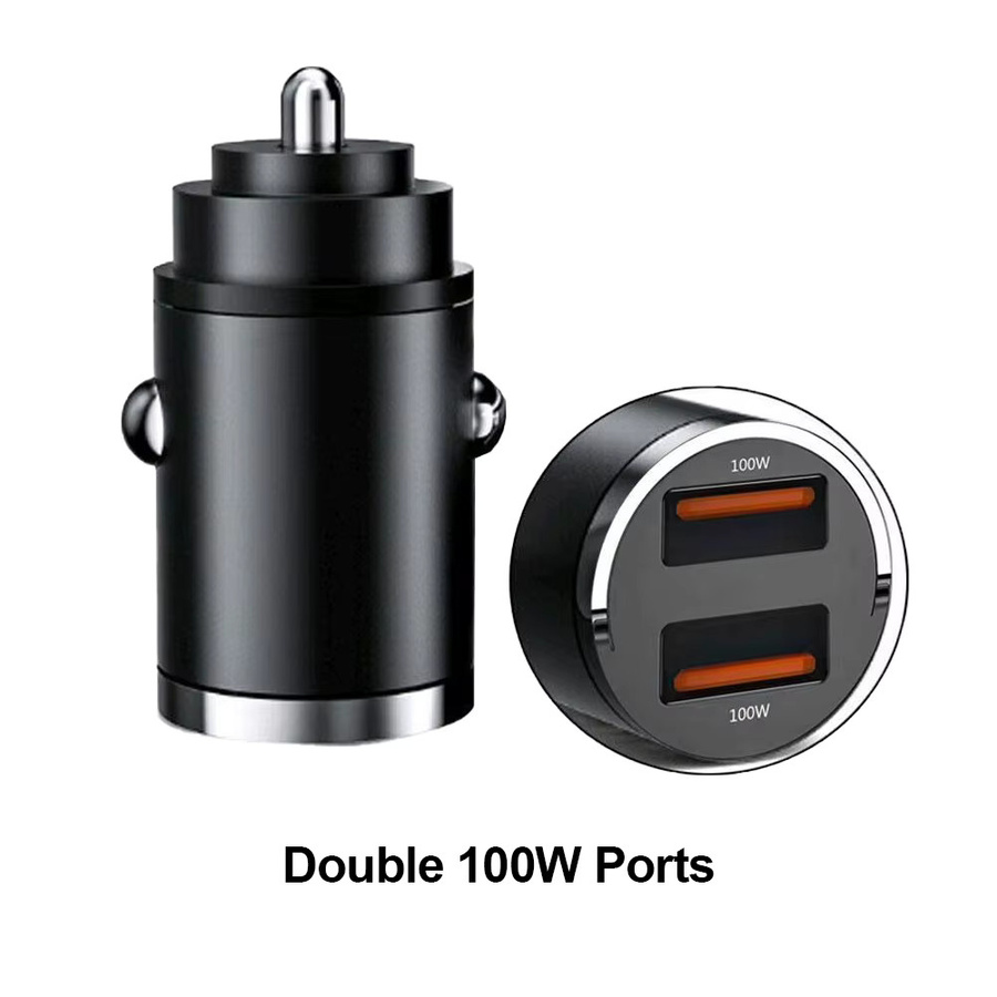 Mini Dual USB Auto-Handy-Ladegerät 200W Schnellladegerät in Schwarz mit 2 USB-A Steckdosen für dein Fahrzeug - Bild 2