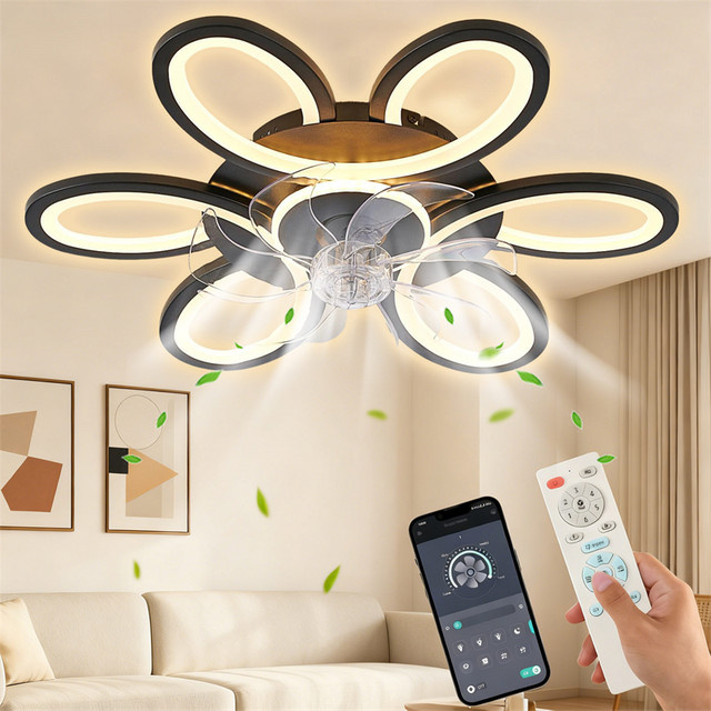 WUIETI Intelligenter Deckenventilator mit LED-Licht in Weiß, modernes Design mit App- und Fernbedienung, dimmbar, Durchmesser: 63,5 cm - Bild 1