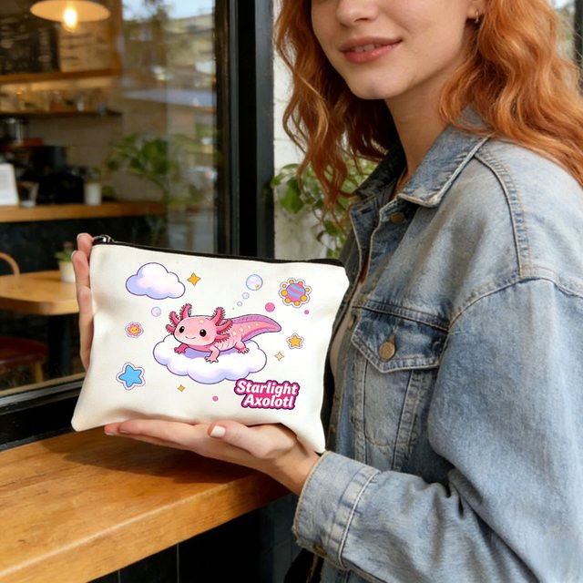 Canvas Aufbewahrungstasche mit süßem Salamander-Design als Stifteetui oder Make-up-Tasche - Bild 1