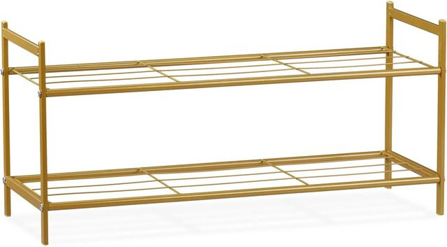 Relaxdays Schuhregal aus Metall in Gold mit 2 Ebenen, B/T/H: 69,5 x 33,5 x 26 cm - Bild 1