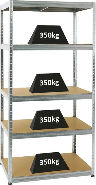 PROREGAL Schwerlastregal Slim Elephant mit 5 Ebenen, H x B x T: 180 x 90 x 60 cm, pulverbeschichtet aus Metall und MDF - Bild 1