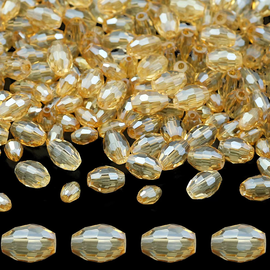 Perlen Glas, Kristall, Gold, 4x6/6x8mm - Bild 3