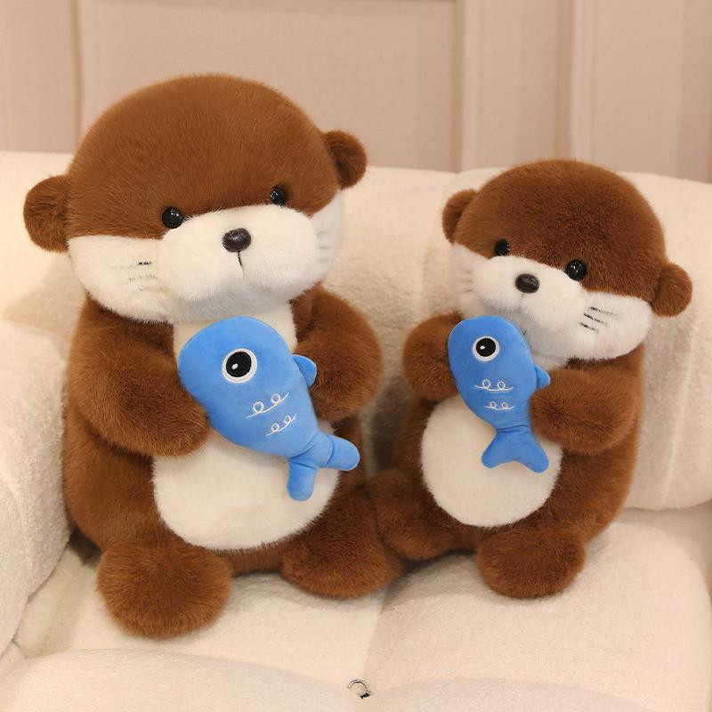 GDzaccly Kawaii Otter halten Fisch Plüschtier Puppe 35cm - Bild 4