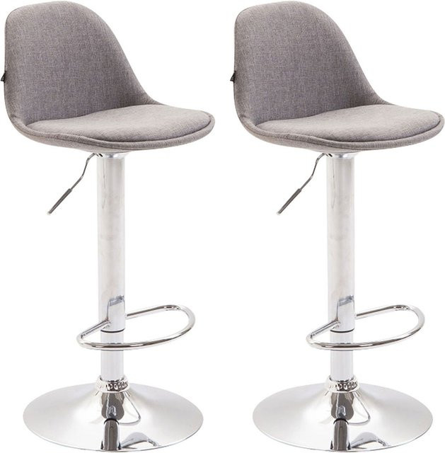 TPFLiving 2er Set Barhocker Kilian in Grau mit Chromoptik Metallgestell - Bild 1