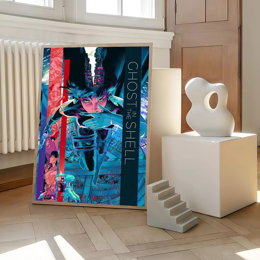 Kayou Ghost In The Shell Anime Poster Selbstklebender Wasserdichter Wandaufkleber aus Papier für Kaffeehaus, Bar und Zimmer - Bild 6