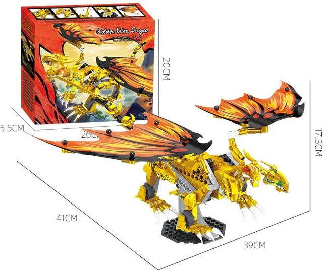 Goldener Drache Bausteine, Dinosaurier Modell, 452 Teile, ab 6 Jahren - Bild 1