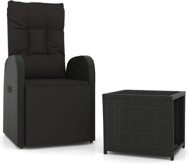 vidaXL 2-teiliges Garten-Lounge-Set aus Poly-Rattan und Stahl in Schwarz - Bild 1