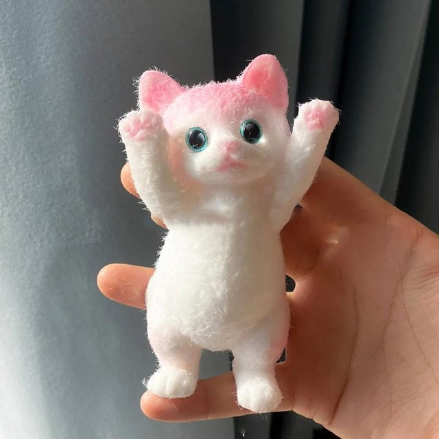 Fashnics Niedliche Beflockte Katze, Stressabbau Spielzeug - Bild 1