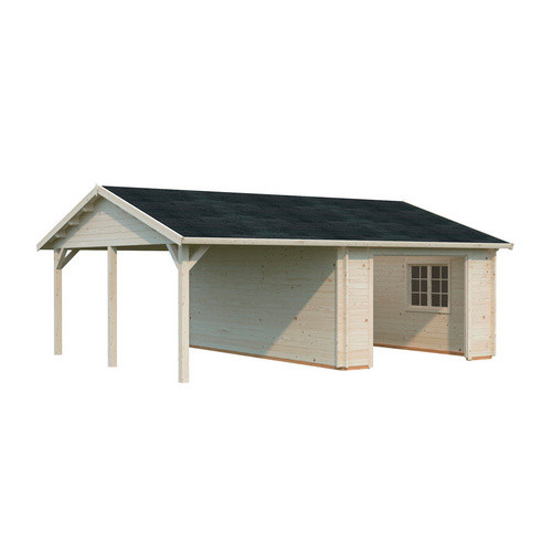 PALMAKO Garage Roger aus Fichtenholz in Braun mit Satteldach, B/T/H: 706 x 619 x 316 cm - Bild 2