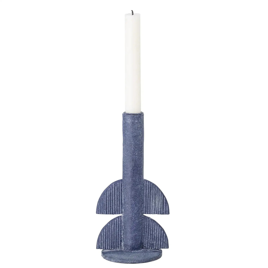 Bloomingville Kerzenhalter Bess aus Polyresin in Blau, Höhe: 22 cm - Bild 1