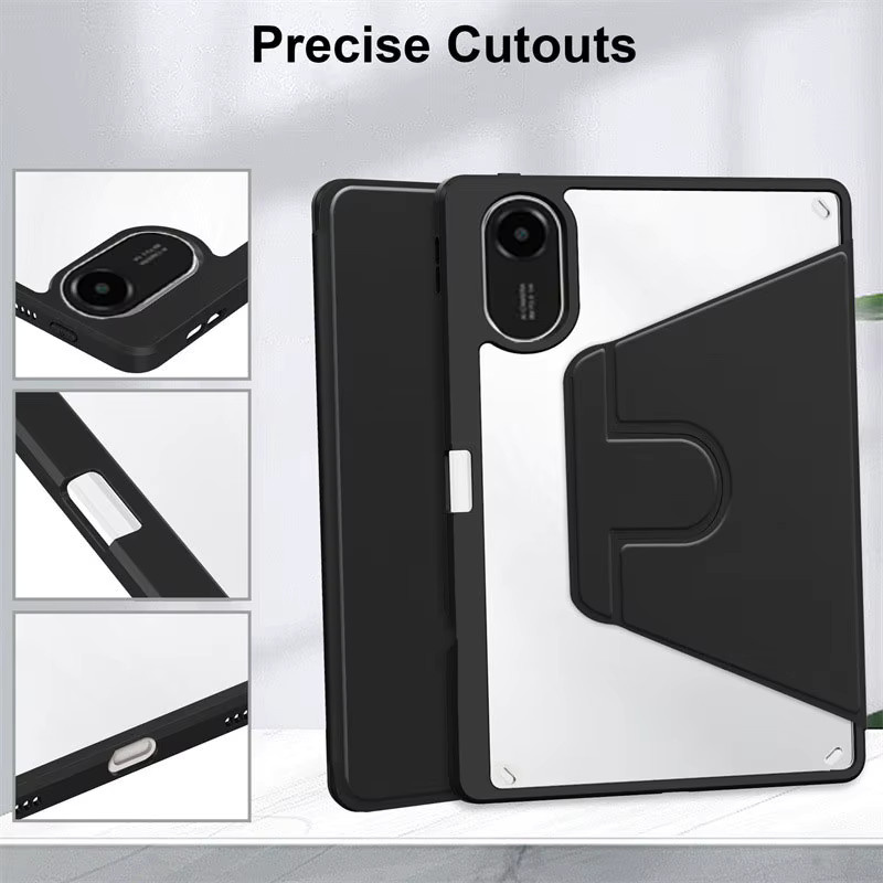 Transparente Acryl Schutzhülle mit Rotationsfunktion und Stifthalter für Xiaomi Redmi Pad 2 11 Zoll, Smart Stand Case in Transparent, Blau oder Schwarz - Bild 3