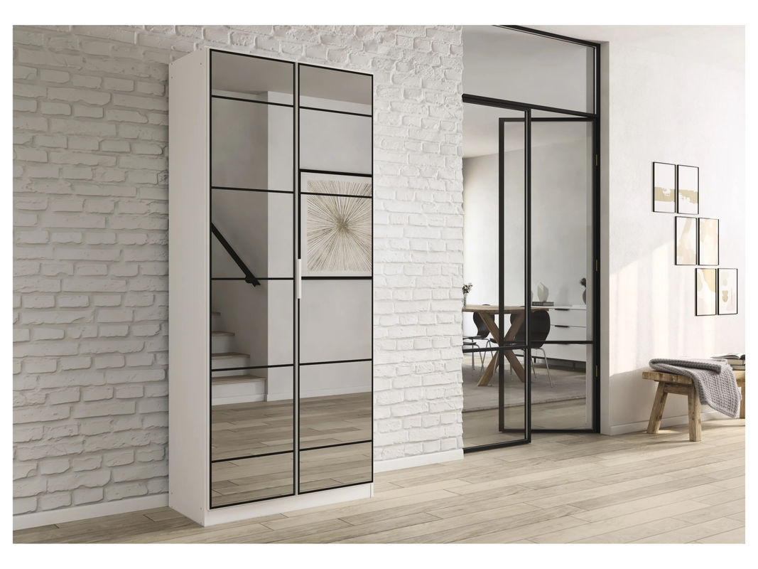 RAUCH Acero Garderobenschrank mit 2 Glastüren und Spiegel, Weiß, B/T/H: 91 x 41 x 210 cm - Bild 2