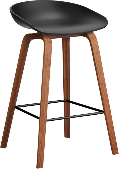 HAY About A Stool AAS 32 Hocker in Schwarz mit Eichenholz oder Walnussholz und Polypropylen - Bild 1