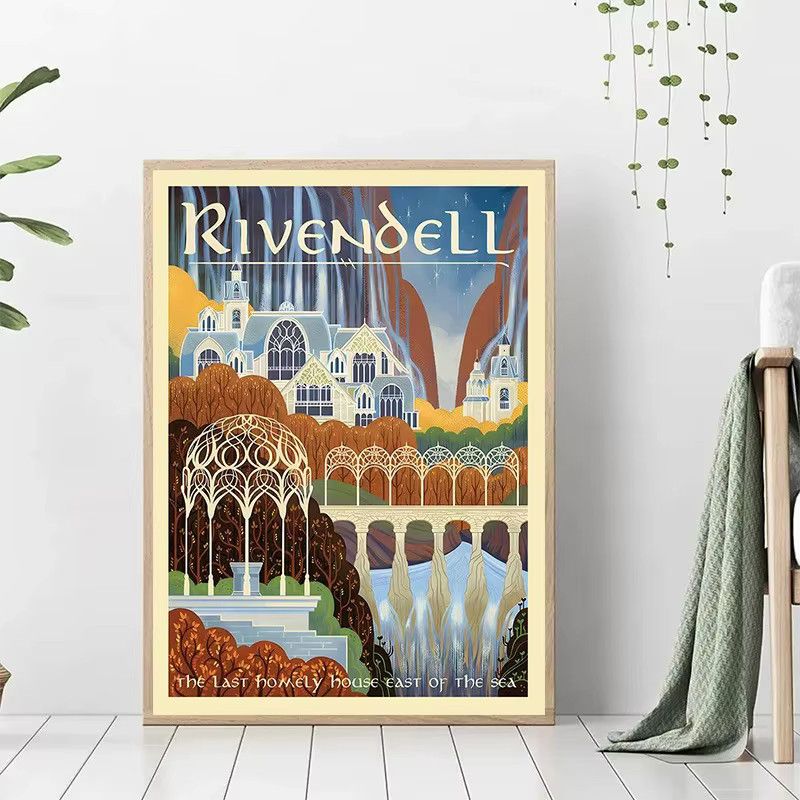 Vintage Leinwanddruck Herr der Ringe Mittelerde Reise-Kunst Wandbild im Portraitformat - Bild 2