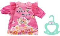 BABY born Little Kleid für Mädchen in Rosa mit Blumenwiese, Bär und Ballett Motiv Puppenzubehör - Bild 1