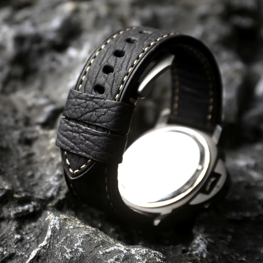 Raystray Uhrenarmband Haifischleder, Leder, Schwarz, Herren - Bild 2