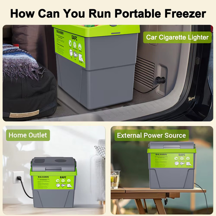 Tragbarer Kompaktkühlschrank von BALASHOV in Grau für Auto, LKW und Camping mit 220V EU-Stecker - Bild 3