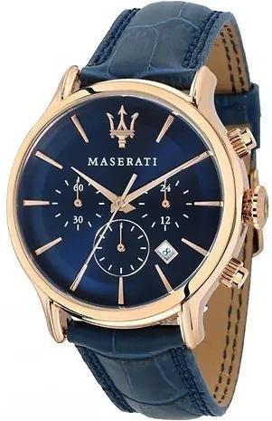 Maserati Chronograph, Blaues Zifferblatt, Lederarmband, Quarz, Herrenuhr - Bild 1