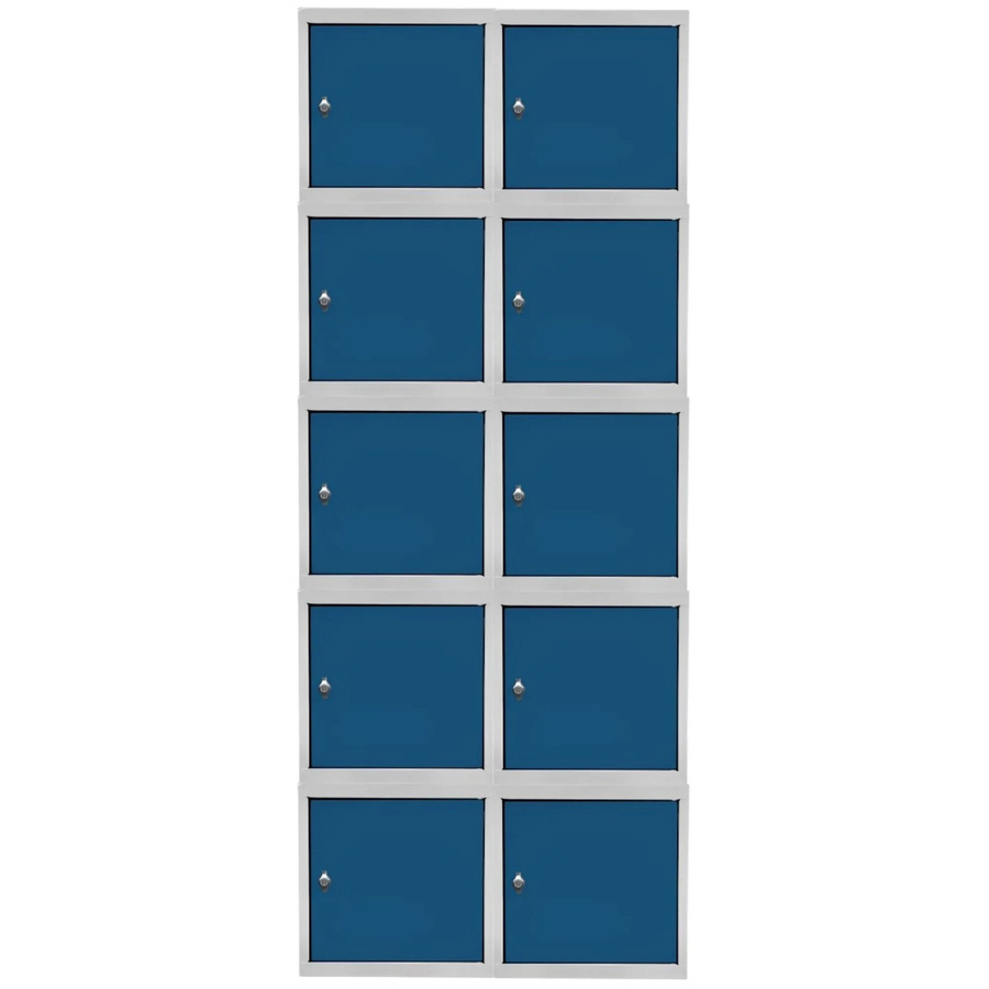 PROREGAL Blocky Schließfachwürfel Set aus 10 Stück mit Drehriegelschloss für Vorhängeschlösser, Stahl pulverbeschichtet, Farbe: Lichtgrau/Blau, B/T/H: 40 x 40 x 40 cm - Bild 2
