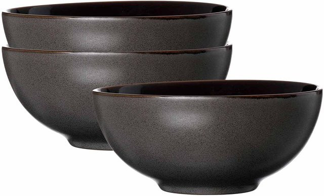 Ritzenhoff & Breker Poke Bowl Schalen Merida aus Keramik, Grau, 3er Set, Durchmesser: 17,5 cm - Bild 1