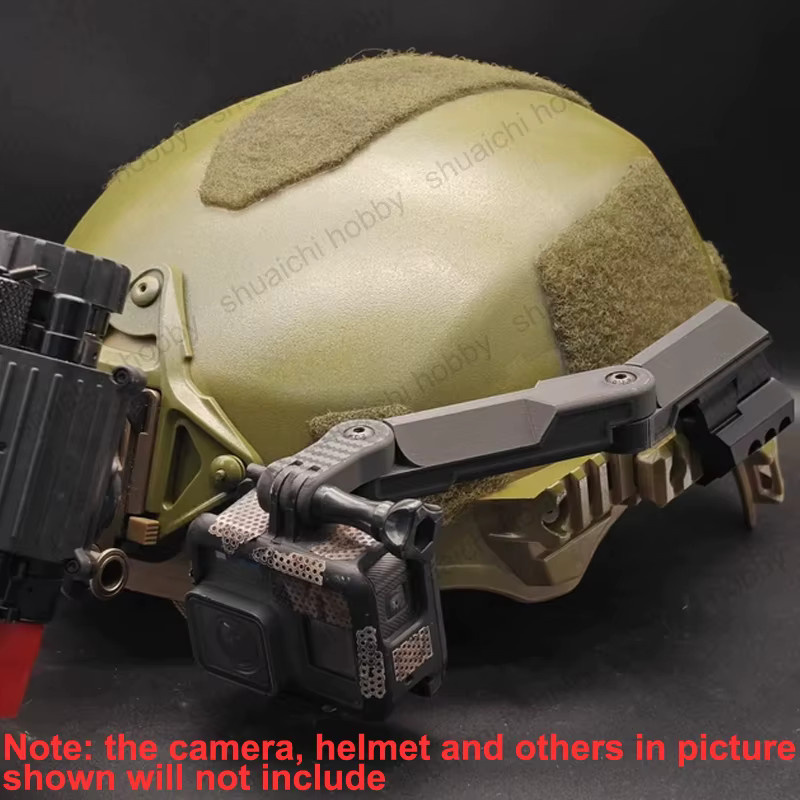 SHUAICHI Taktische Helm Kamera Halterung Schwarz, Einstellbare Schienenhalterung kompatibel mit GoPro und DJI Action für FPV-Aufnahmen - Bild 4