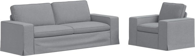 vidaXL Sofa 2-teiliges Set Hellgrau mit Stoffbezug und Metallrahmen B/T/H: 222 x 80 x 82 cm und 103 x 80 x 82 cm - Bild 1