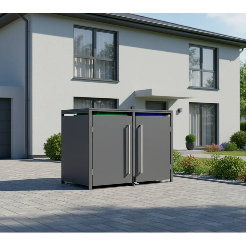 Westmann Mülltonnenbox Pedura 2 für 2x 240L mit Fußpedal Anthrazit B/H/T: 132 x 116 x 80 cm - Bild 6