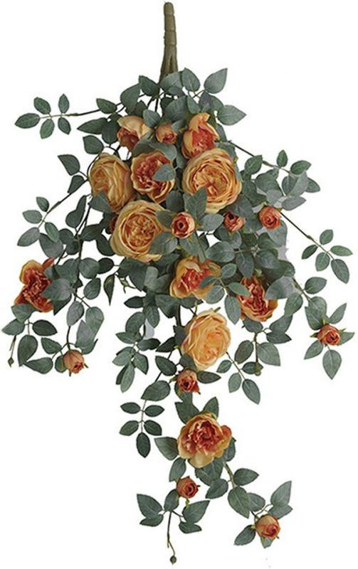Tooarts Kunstlicher Efeu mit Rosen für Wanddekoration und Fenstergestaltung, 22 Blütenköpfe in Rosa, Florale Dekoration für Hochzeit und Frühling - Bild 1