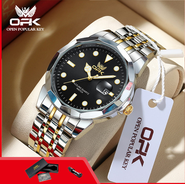 OPK Armbanduhr, Quarz, Edelstahl, Gold, Herren - Bild 1