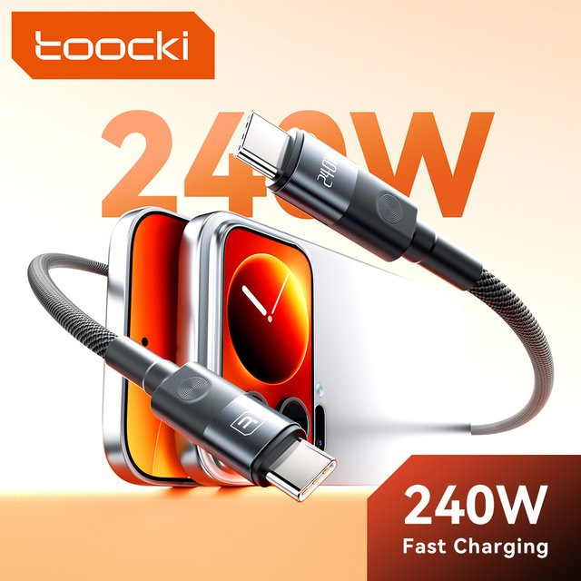 Toocki USB-C zu Typ-C Ladekabel 240W PD PPS Ultra-Schnelles Datenkabel Schwarz - Bild 1