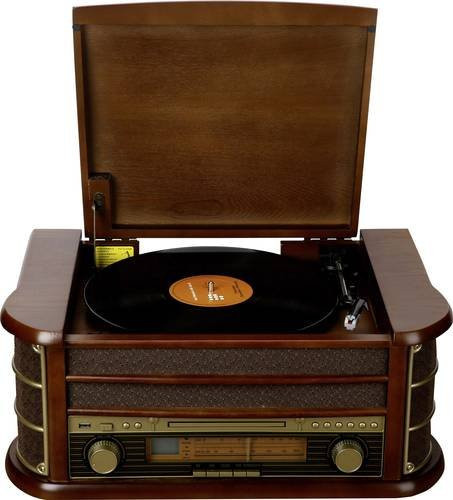 Denver MCR-50 Retro Musiksystem in Braun mit Plattenspieler, CD-Player, Kassettendeck und USB-Anschluss - Bild 1
