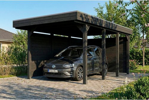 SKANHOLZ Carport Friesland Set A aus Fichte mit Seiten- und Rückwand, B: 320 cm, T: 555 cm, Anthrazit - Bild 1