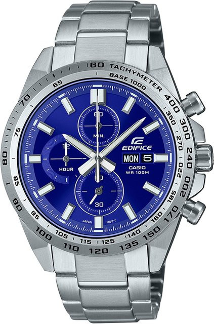 Casio Chronograph Herrenuhr, Quarz, Edelstahl, Blau, 42 mm, 10 ATM - Bild 1
