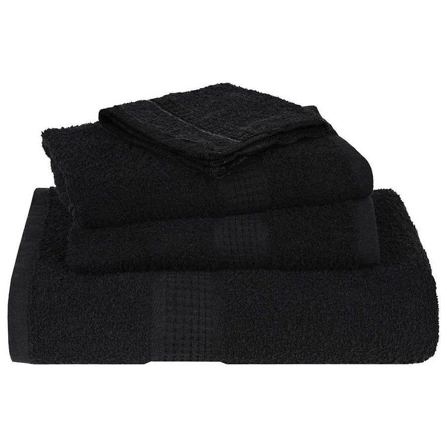 vidaXL Handtuch-Set 4 Stück Schwarz aus 100% Baumwolle mit 360 g/m² und Aufhängeschlaufe - Bild 2