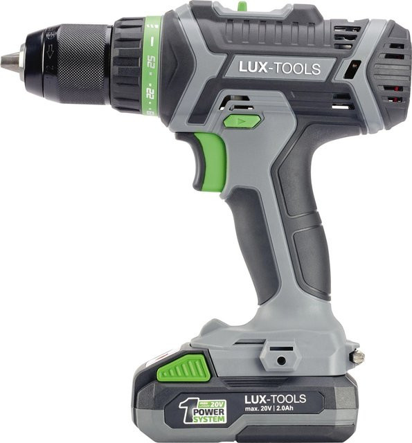 LUX-TOOLS Akku-Bohrschrauber A-BS-20-F PowerSystem Set mit Akku und Ladegerät in Grau - Bild 1