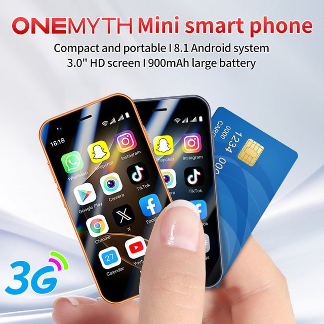 ONEMYTH A17 3G Mini Smartphone in Orange mit Android 8.1, 3,0 Zoll HD Display, 2GB RAM und 16GB Speicher, Dual SIM Standby - Bild 1
