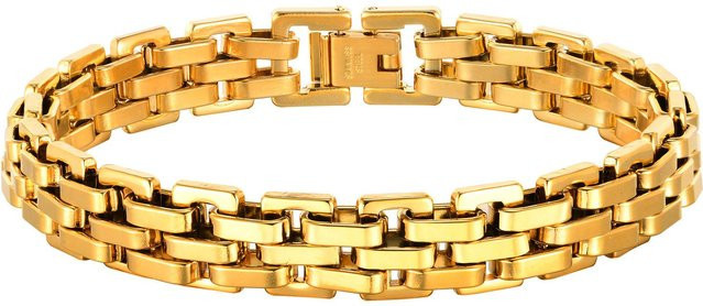Vnox Uhrenarmband Edelstahl, Gold, Schwarz, Herren, 21 cm - Bild 1
