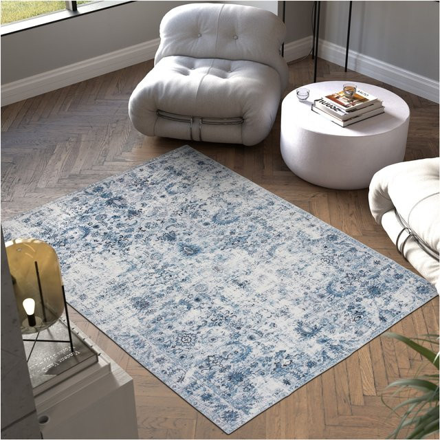 tectake Amara Vintage Designer Teppich mit orientalischem Muster in Blau, B/T: 230 x 160 cm - Bild 1