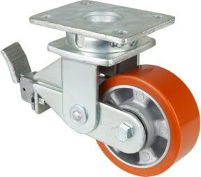 BS Gefederte Schwerlastrolle mit Schraubbefestigung aus Aluminium in Orange (T120.B90.125) - Bild 1