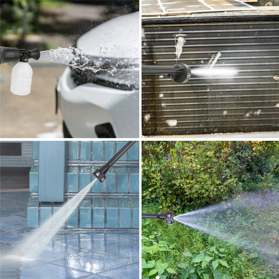 HGTUGO 18V Kabellose Hochdruck-Wasserpistole mit 200 Bar und 3500W, Drahtloser Schaumgenerator und Autowaschpistole für Auto, Haus und Garten in Grau-Schwarz - Bild 5