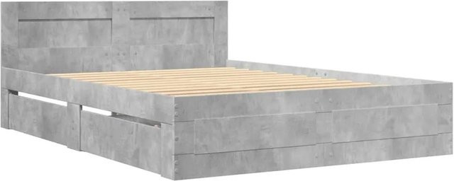 vidaXL Bettgestell mit Kopfteil aus Holzwerkstoff in Betongrau, B/T/H: 140 x 203 x 143 cm - Bild 1